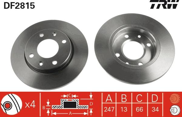 TRW DF2815 - Disc frana aaoparts.ro