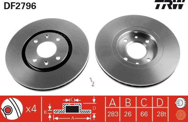 TRW DF2796 - Disc frana aaoparts.ro