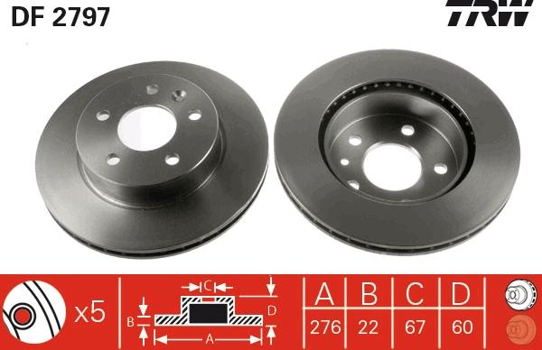 TRW DF2797 - Disc frana aaoparts.ro