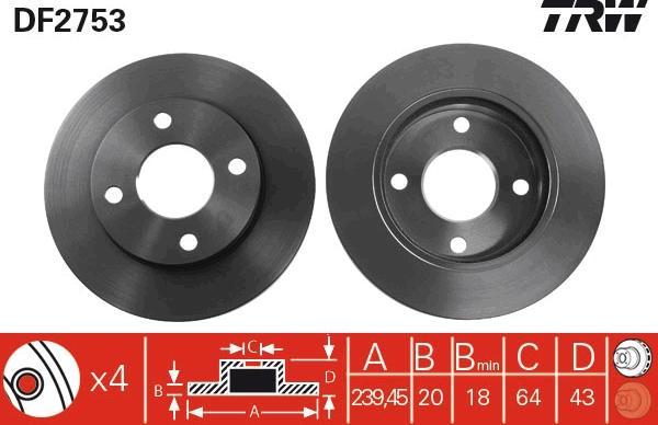 TRW DF2753 - Disc frana aaoparts.ro