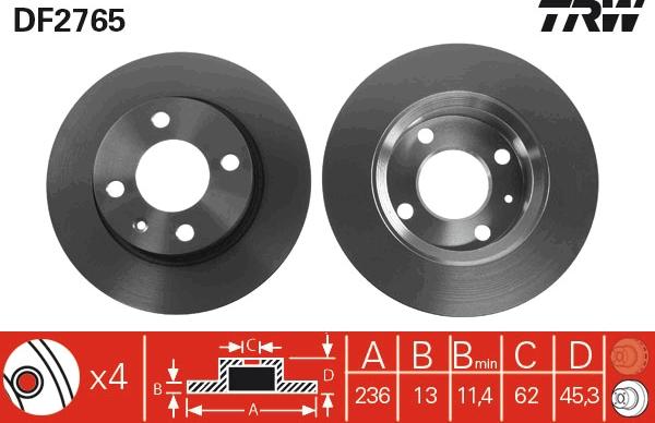 TRW DF2765 - Disc frana aaoparts.ro