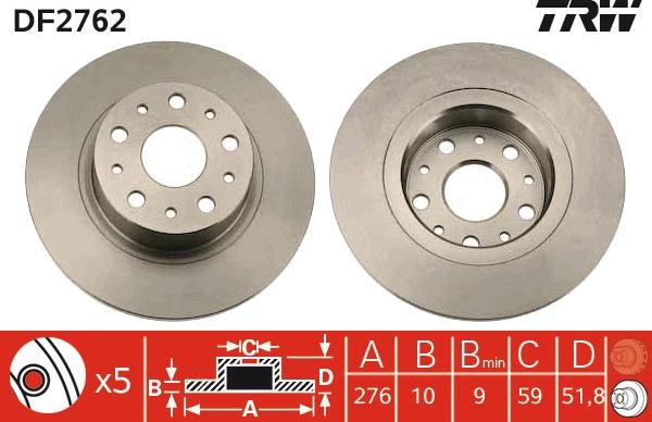 TRW DF2762 - Disc frana aaoparts.ro