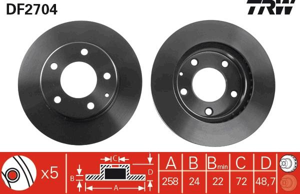 TRW DF2704 - Disc frana aaoparts.ro