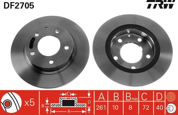 TRW DF2705 - Disc frana aaoparts.ro