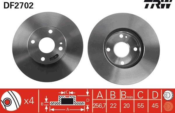 TRW DF2702 - Disc frana aaoparts.ro