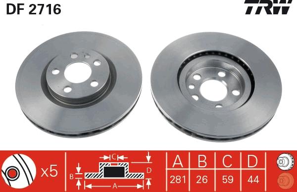 TRW DF2716 - Disc frana aaoparts.ro