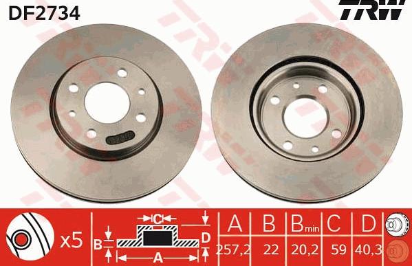 TRW DF2734 - Disc frana aaoparts.ro