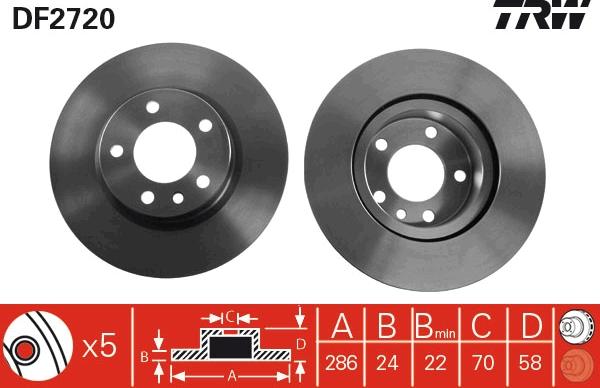 TRW DF2720 - Disc frana aaoparts.ro