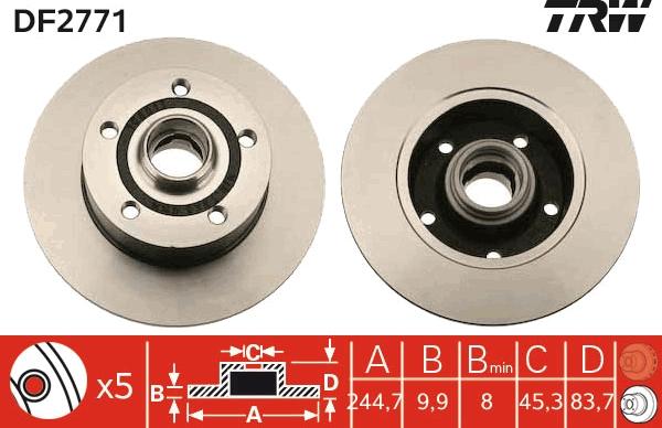 TRW DF2771 - Disc frana aaoparts.ro