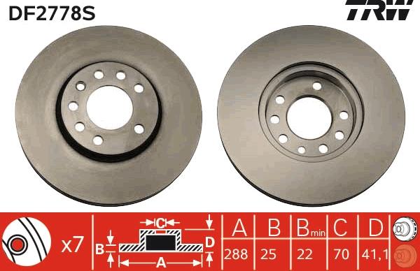 TRW DF2778S - Disc frana aaoparts.ro