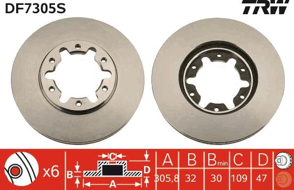 TRW DF7305S - Disc frana aaoparts.ro