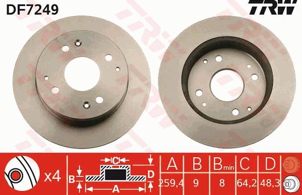 TRW DF7249 - Disc frana aaoparts.ro