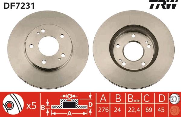 TRW DF7231 - Disc frana aaoparts.ro