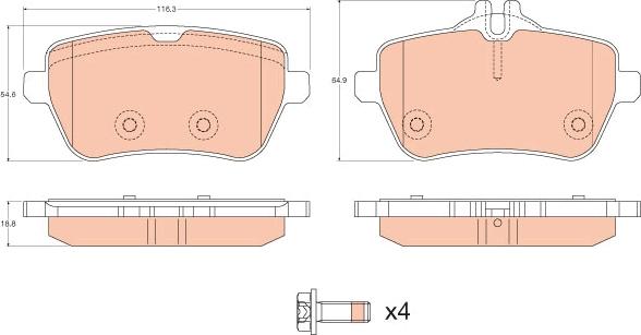 TRW GDB2014 - Set placute frana,frana disc aaoparts.ro