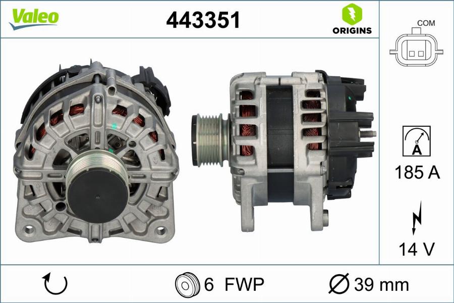 Valeo 443351 - Generator / Alternator aaoparts.ro