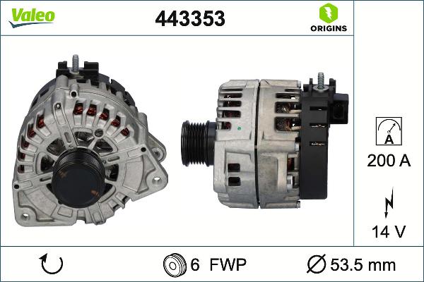VALEO 443353 - Generator / Alternator aaoparts.ro