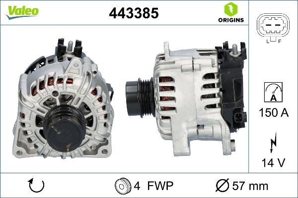 VALEO 443385 - Generator / Alternator aaoparts.ro