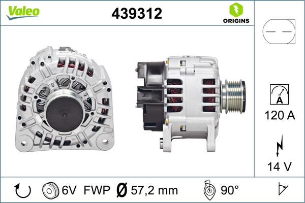 VALEO 439312 - Generator / Alternator aaoparts.ro
