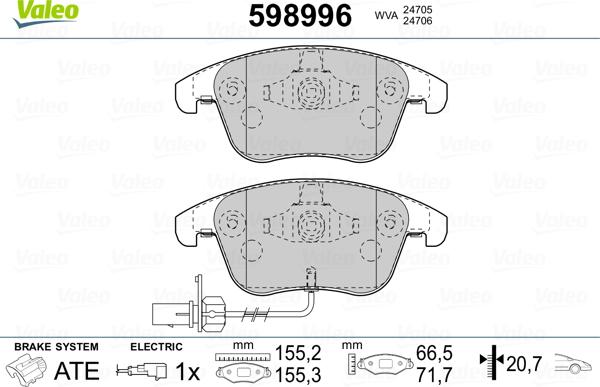 VALEO 598996 - Set placute frana,frana disc aaoparts.ro