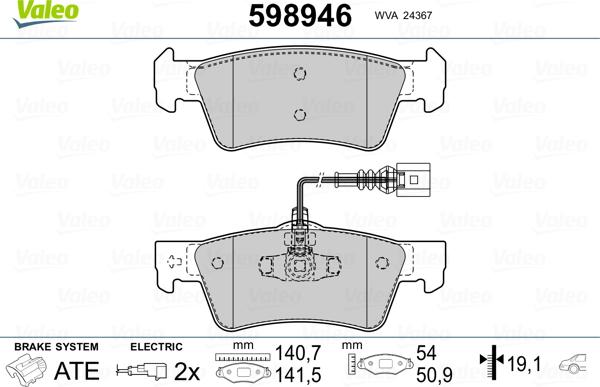 Valeo 598946 - Set placute frana,frana disc aaoparts.ro