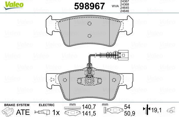 Valeo 598967 - Set placute frana,frana disc aaoparts.ro