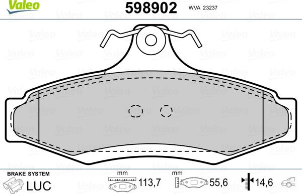 Valeo 598902 - Set placute frana,frana disc aaoparts.ro