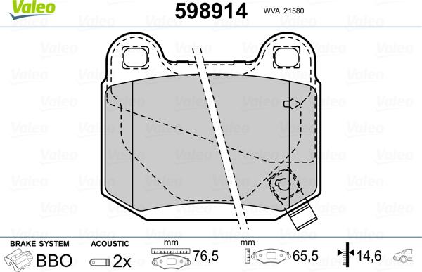 Valeo 598914 - Set placute frana,frana disc aaoparts.ro