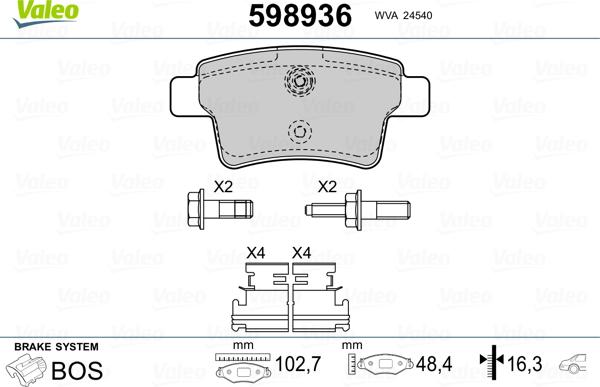 Valeo 598936 - Set placute frana,frana disc aaoparts.ro