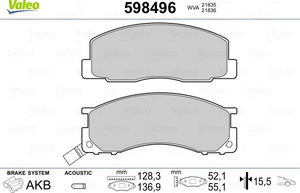Valeo 598496 - Set placute frana,frana disc aaoparts.ro