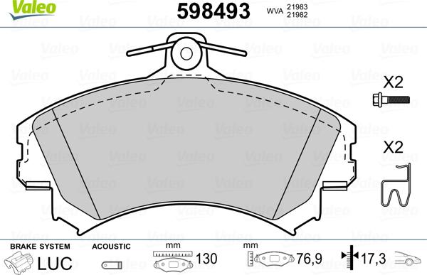 Valeo 598493 - Set placute frana,frana disc aaoparts.ro