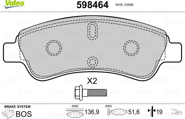 Valeo 598464 - Set placute frana,frana disc aaoparts.ro