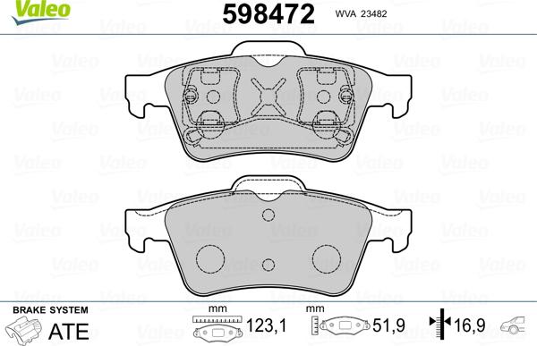 Valeo 598472 - Set placute frana,frana disc aaoparts.ro