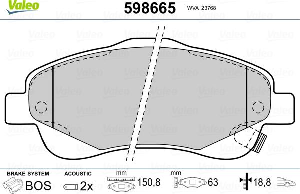 Valeo 598665 - Set placute frana,frana disc aaoparts.ro