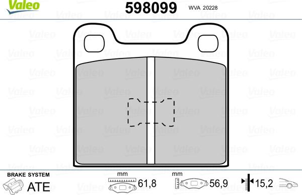 Valeo 598099 - Set placute frana,frana disc aaoparts.ro