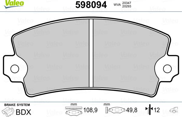 Valeo 598094 - Set placute frana,frana disc aaoparts.ro
