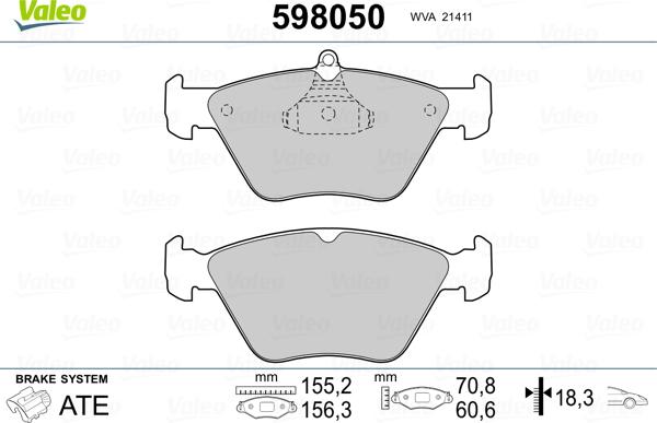 Valeo 598050 - Set placute frana,frana disc aaoparts.ro