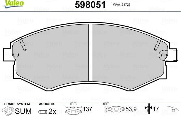 VALEO 598051 - Set placute frana,frana disc aaoparts.ro