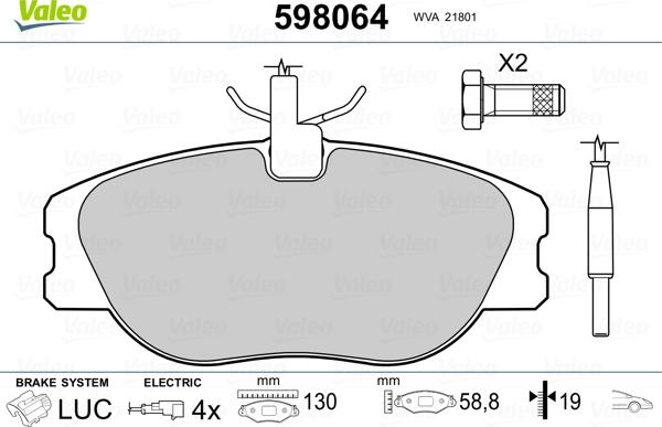 Valeo 598064 - Set placute frana,frana disc aaoparts.ro