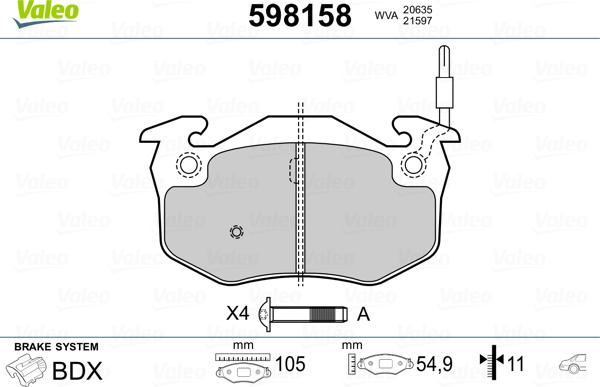 Valeo 598158 - Set placute frana,frana disc aaoparts.ro