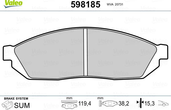 Valeo 598185 - Set placute frana,frana disc aaoparts.ro