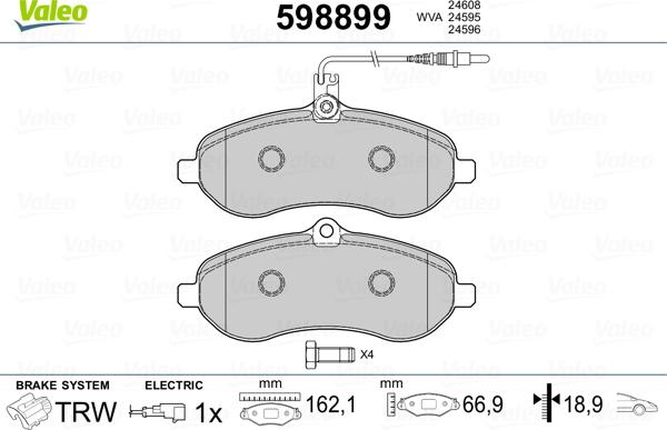 VALEO 598899 - Set placute frana,frana disc aaoparts.ro