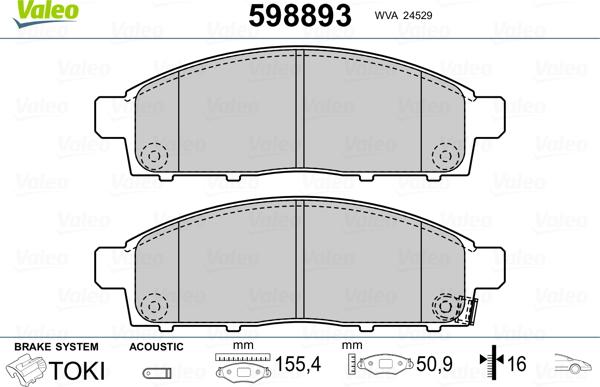 Valeo 598893 - Set placute frana,frana disc aaoparts.ro