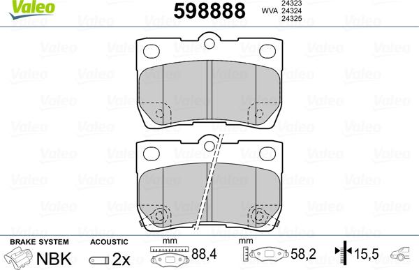 Valeo 598888 - Set placute frana,frana disc aaoparts.ro