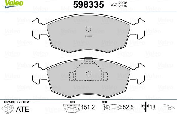 VALEO 598335 - Set placute frana,frana disc aaoparts.ro