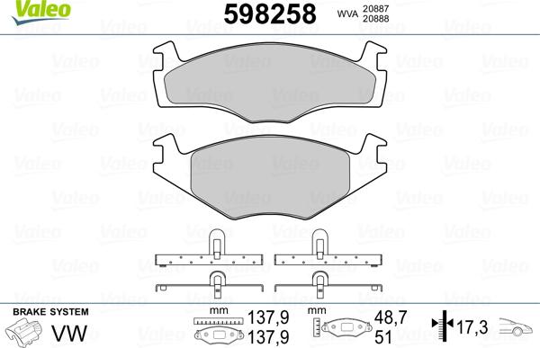 Valeo 598258 - Set placute frana,frana disc aaoparts.ro