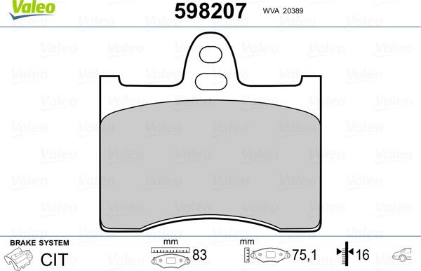 Valeo 598207 - Set placute frana,frana disc aaoparts.ro