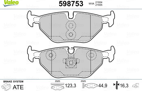 Valeo 598753 - Set placute frana,frana disc aaoparts.ro