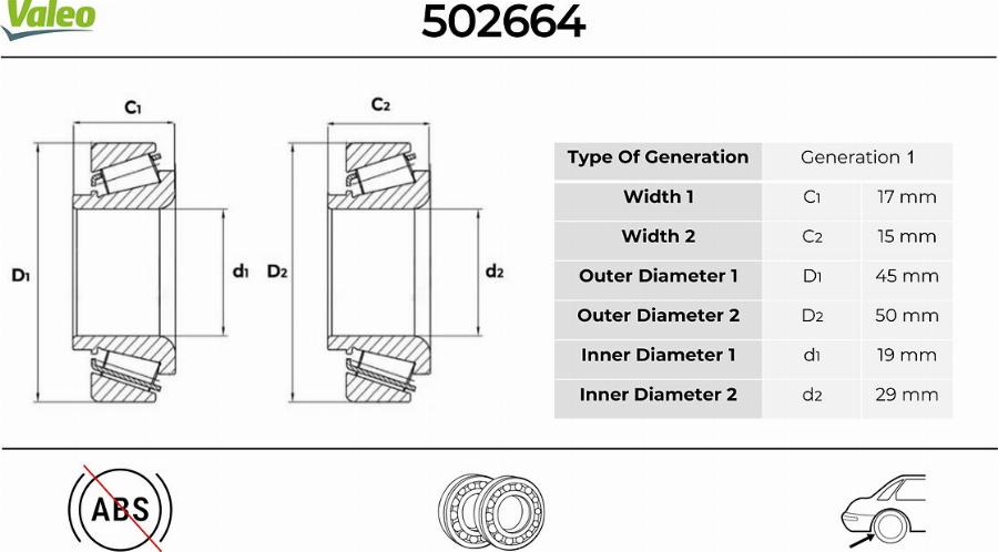 Valeo 502664 - Set rulment roata aaoparts.ro