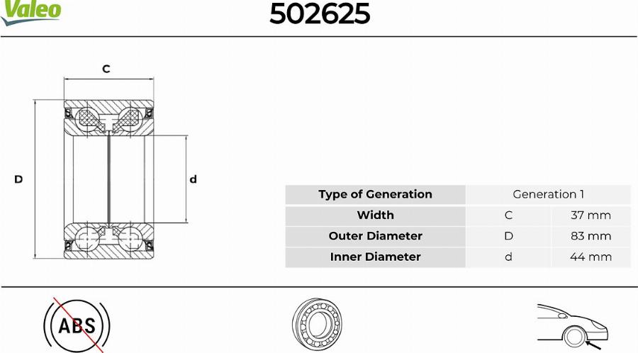 Valeo 502625 - Set rulment roata aaoparts.ro