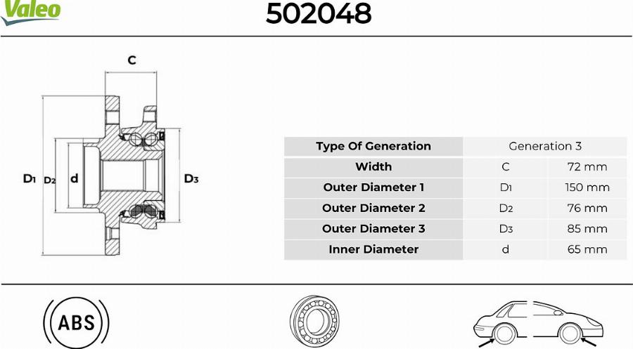 Valeo 502048 - Set rulment roata aaoparts.ro